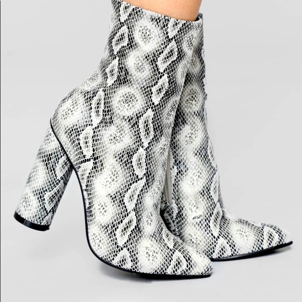 Black FN Snake Print Boots